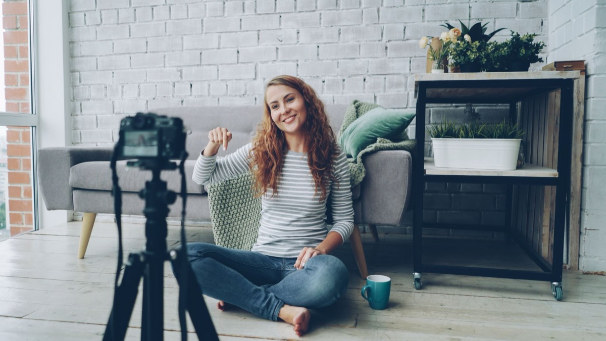 youtuber filming in natural environment