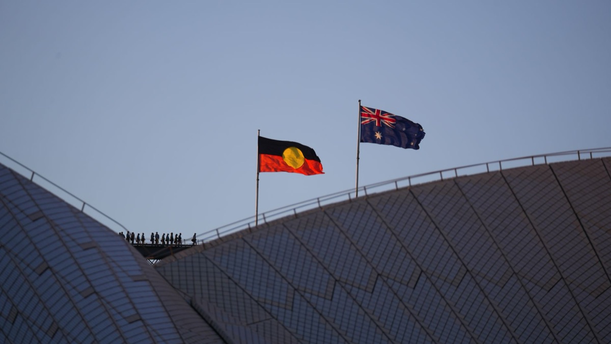 Australian flag with digital screen