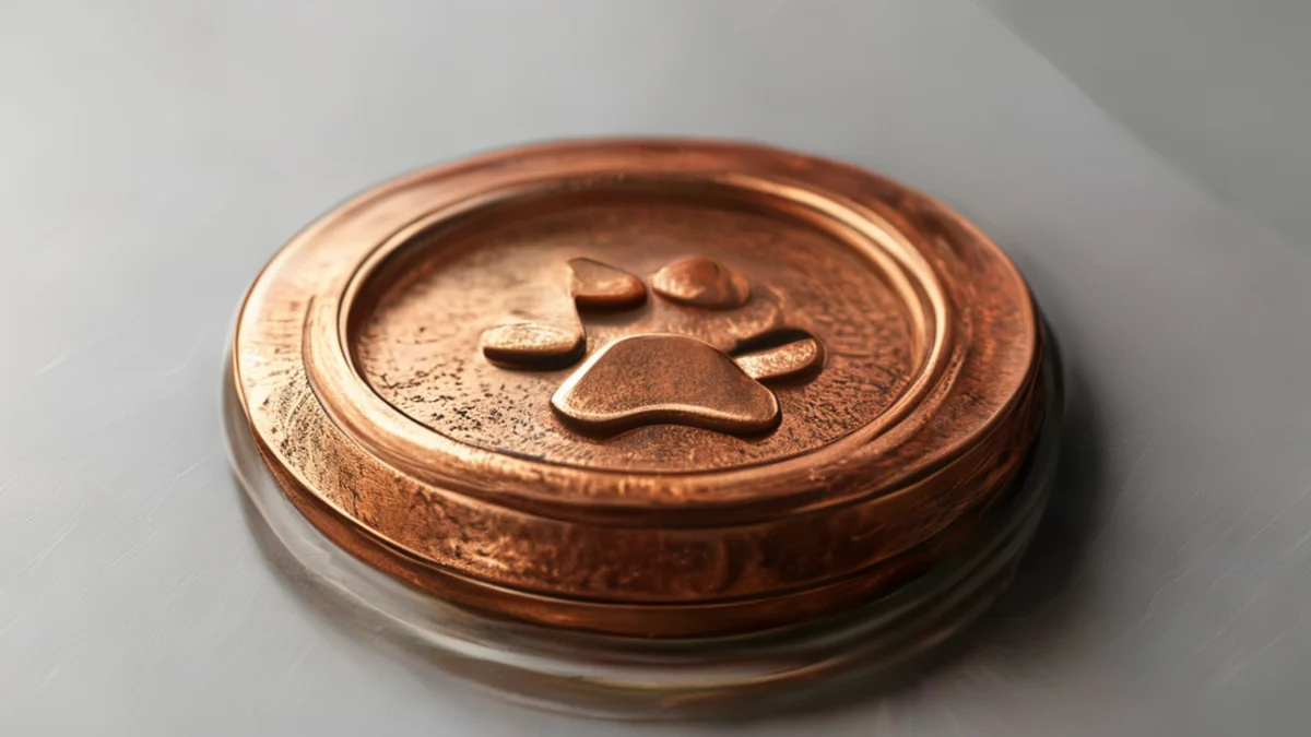 Metal dog collar ring with a smooth surface and a circular shape.