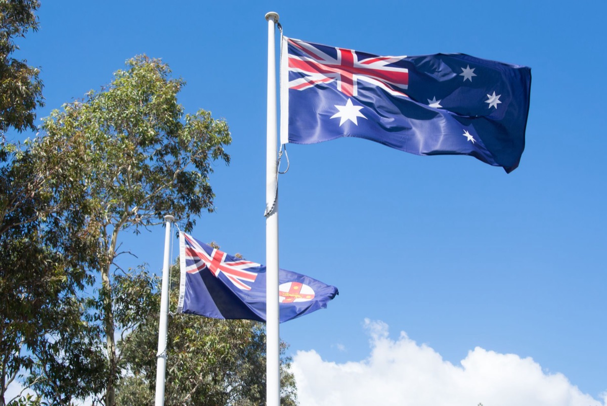 Australian flag with digital screen