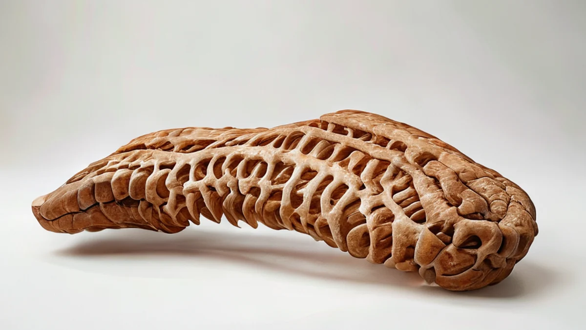A tanned ribcage showing the structure of the human torso.