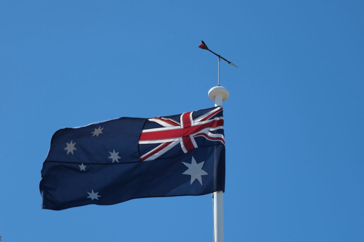 Australian flag displayed on digital screen