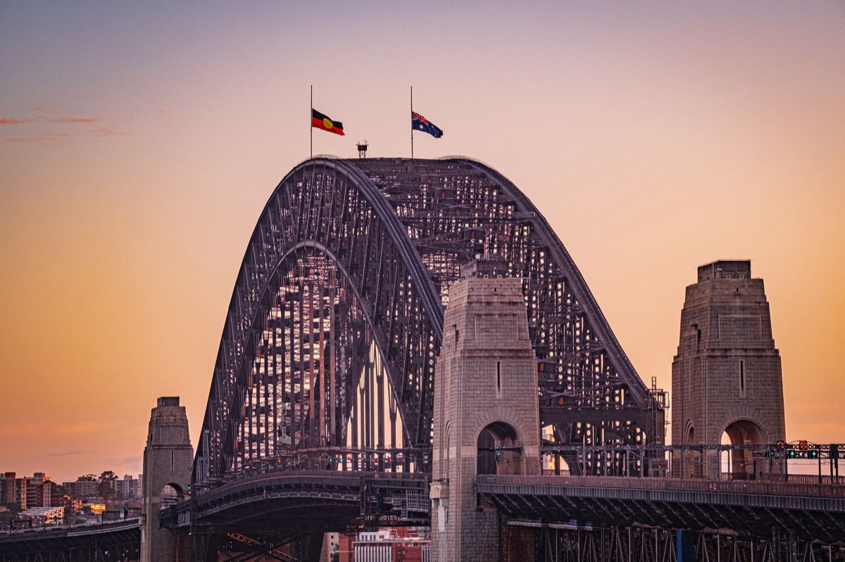 Australian flag with digital screen